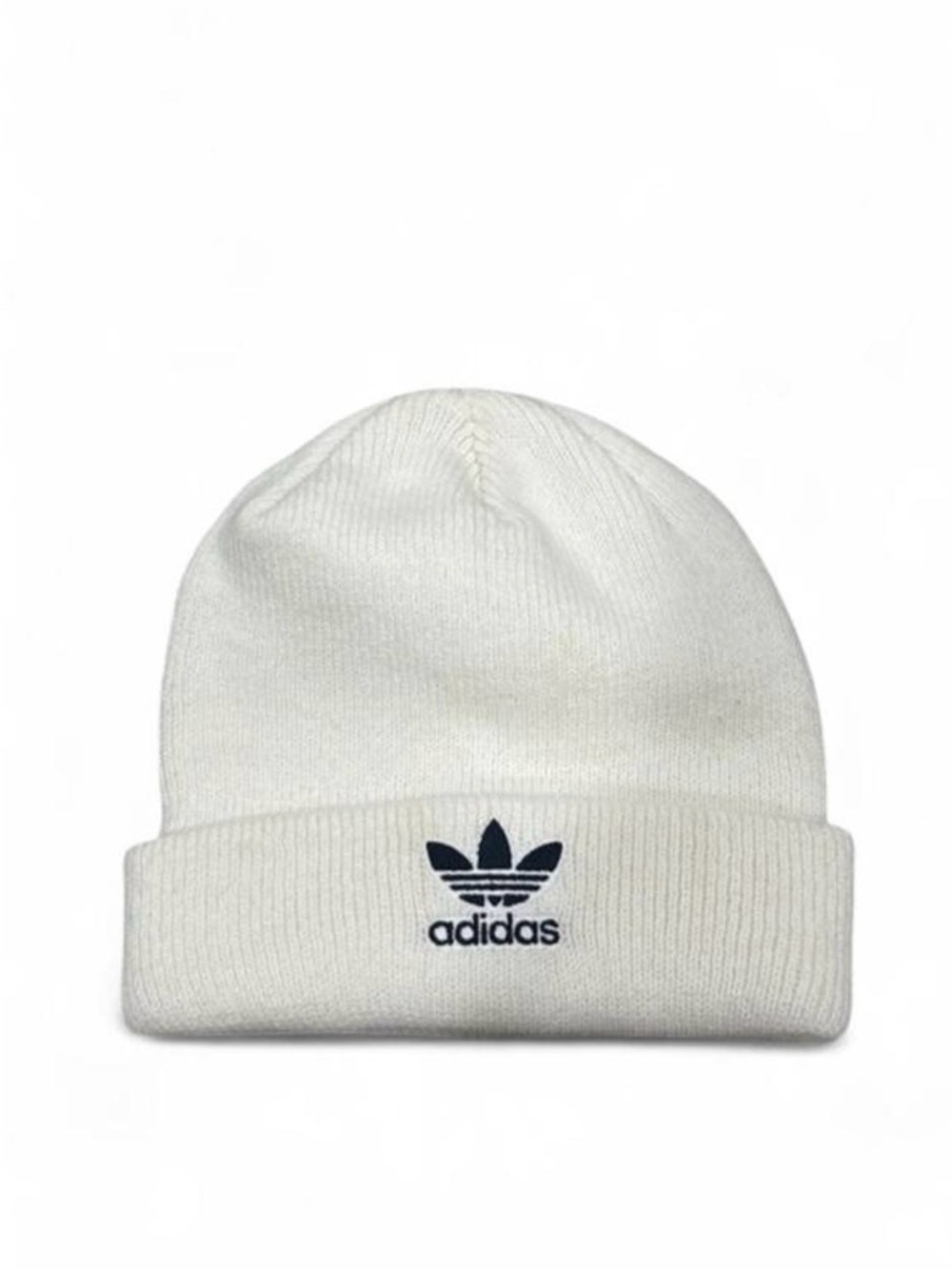 adidas White Trefoil Cuffed Knit Beanie